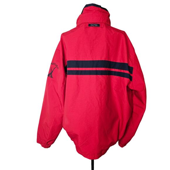 NAUTICA Red Blue Hoodie Windbreaker Jacket Coat size Men's Large - Picture 2 of 11